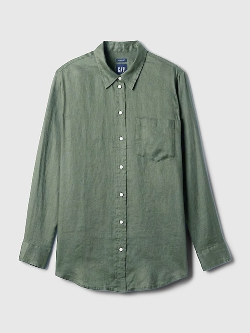 GAP women's sage Green Long-Sleeve boyfriend Button-Down Shirt